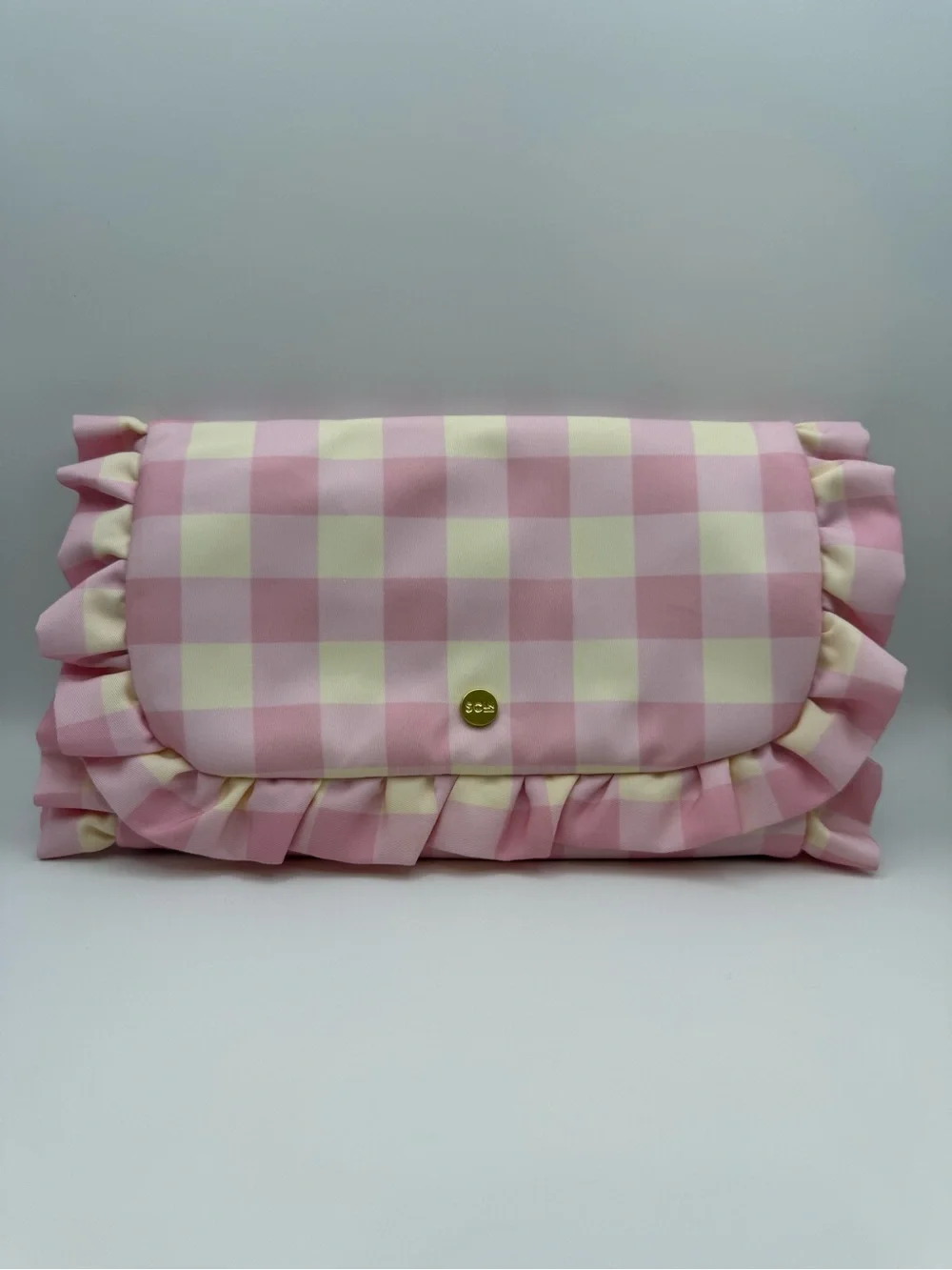 Stoney Clover Pink Gingham Ruffle Jewelry Case - Picture 2 of 5